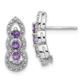 Sterling Silver Rhodium-plated Amethyst Post Earrings