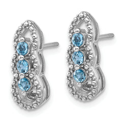 Sterling Silver Rhodium-plated Light Swiss Blue Topaz Post Earrings
