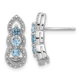 Sterling Silver Rhodium-plated Light Swiss Blue Topaz Post Earrings