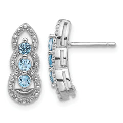 Sterling Silver Rhodium-plated Light Swiss Blue Topaz Post Earrings