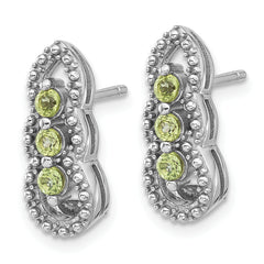 Sterling Silver Rhodium-plated Peridot Post Earrings