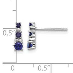 Sterling Silver Rh-plated .59 Cr. Bl Spinel .03 Cr. Wht Sapphire Post Earri