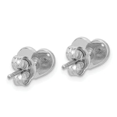 Sterling Silver Rhodium-plated Mother of Pearl Heart Post Earrings