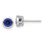 Sterling Silver Rhodium-plated Polished Bezel Set 6.2mm Round Blue CZ Stud Earrings