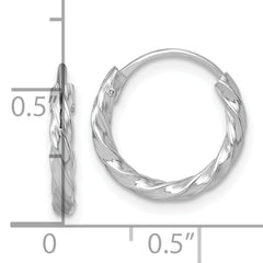 Sterling Silver Rhodium-plated Polished Twisted 2.25 x 15.5mm Round Endless Hoop Earrings