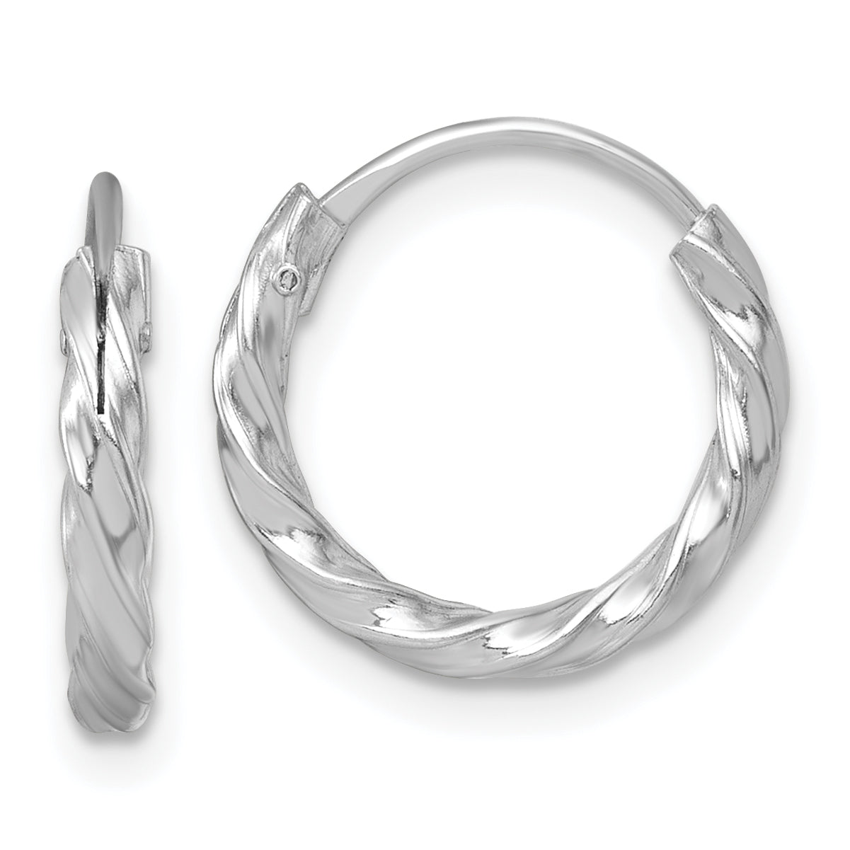 Sterling Silver Rhodium-plated Polished Twisted 2.25 x 15.5mm Round Endless Hoop Earrings