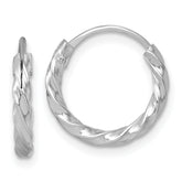 Sterling Silver Rhodium-plated Polished Twisted 2.25 x 15.5mm Round Endless Hoop Earrings