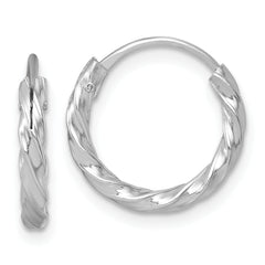 Sterling Silver Rhodium-plated Polished Twisted 2.25 x 15.5mm Round Endless Hoop Earrings