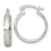 Sterling Silver Polished Diamond-cut 20x4mm Round Hoop Earrings