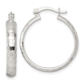 Sterling Silver Polished Diamond-cut 25x4mm Round Hoop Earrings