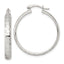 Sterling Silver Polished Diamond-cut 30x4mm Round Hoop Earrings