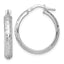 Sterling Silver Rhodium-plated Polished and Diamond-cut 4.00 x 25mm Tube Hoop Earrings