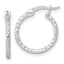 Sterling Silver Polished Diamond-cut Textured 16x1.5mm Round Hoop Earrings