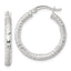 Sterling Silver Polished Diamond-cut Textured 25x3.25mm Round Hoop Earrings