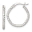 Sterling Silver Polished Diamond-cut Textured 20x2.25mm Round Hoop Earrings
