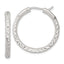 Sterling Silver Laser and Diamond-cut 30x3.25mm Hidden Catch Round Hoop Earrings