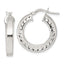 Sterling Silver Polished and Textured 4.00 x 23mm Hoop Earrings