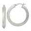 Knife Edge Greek Key Round Hoop Earrings in Sterling Silver, 30mm - Sophia Jewelers