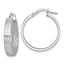 Sterling Silver Rhodium-plated Polished Textured In and Out Greek Key 4.00 x 23mm Hoop Earrings