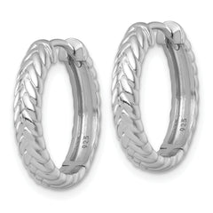 Sterling Silver Rhodium-plated Polished 4.00 x 20mm Braided Round Hinged Hoop Earrings