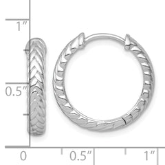 Sterling Silver Rhodium-plated Polished 4.00 x 20mm Braided Round Hinged Hoop Earrings