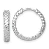 Sterling Silver Rhodium-plated Polished 4.00 x 20mm Braided Round Hinged Hoop Earrings