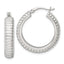 Grooved Round Hoop Earrings in Sterling Silver, 6x26mm - Sophia Jewelers