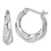 Sterling Silver Rhodium-plated Polished 6mm x 19mm Graduated Twisted Hoop Earrings