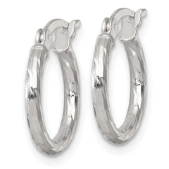Sterling Silver Polished Diamond-cut 15x2.0mm Round Hoop Earrings