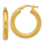 Sterling Silver Gold-tone Polished and Textured 25x4.0mm Round Hoop Earrings