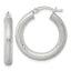 Sterling Silver Polished and Textured 25x4.0mm Round Hoop Earrings