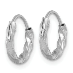 Sterling Silver Rhodium-plated Polished Twisted 2.25 x 13mm Round Endless Hoop Earrings