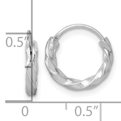 Sterling Silver Rhodium-plated Polished Twisted 2.25 x 13mm Round Endless Hoop Earrings