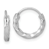 Sterling Silver Rhodium-plated Polished Twisted 2.25 x 13mm Round Endless Hoop Earrings