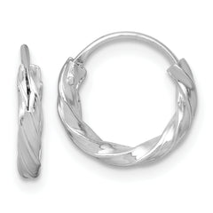 Sterling Silver Rhodium-plated Polished Twisted 2.25 x 13mm Round Endless Hoop Earrings