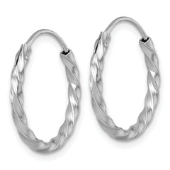 Sterling Silver Rhodium-plated Polished Twisted 2.25 x 20mm Round Endless Hoop Earrings