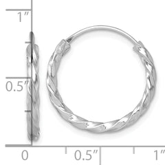 Sterling Silver Rhodium-plated Polished Twisted 2.25 x 20mm Round Endless Hoop Earrings