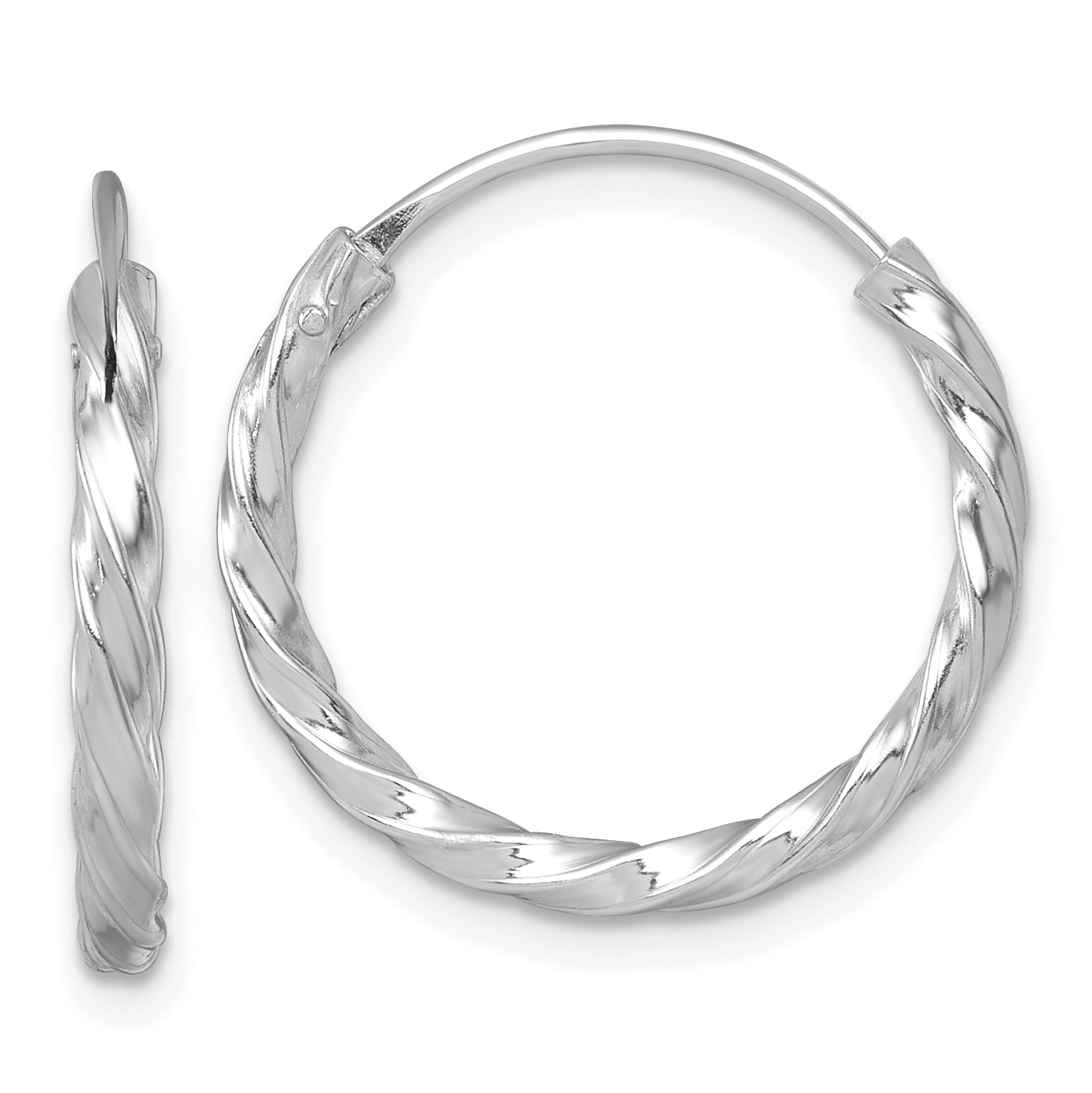 Sterling Silver Rhodium-plated Polished Twisted 2.25 x 20mm Round Endless Hoop Earrings