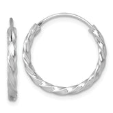 Sterling Silver Rhodium-plated Polished Twisted 2.25 x 20mm Round Endless Hoop Earrings