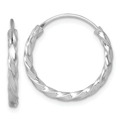 Sterling Silver Rhodium-plated Polished Twisted 2.25 x 20mm Round Endless Hoop Earrings