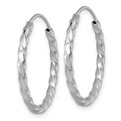 Sterling Silver Rhodium-plated Polished Twisted 2.25 x 26mm Round Endless Hoop Earrings