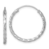 Sterling Silver Rhodium-plated Polished Twisted 2.25 x 26mm Round Endless Hoop Earrings