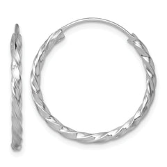 Sterling Silver Rhodium-plated Polished Twisted 2.25 x 26mm Round Endless Hoop Earrings