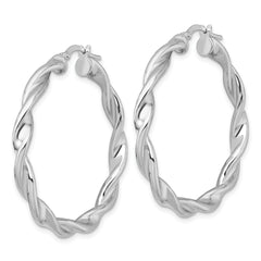 Sterling Silver Rhodium-plated Polished Twisted 4.00 x 39mm Round Hoop Earrings