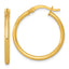 Sterling Silver Gold-tone Polished 2.00mm x 25mm Round Tube Hoop Earrings