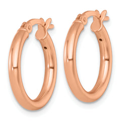 Sterling Silver Rose-tone Polished 2.5mm x 18mm Round Tube Hoop Earrings