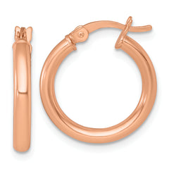 Sterling Silver Rose-tone Polished 2.5mm x 18mm Round Tube Hoop Earrings