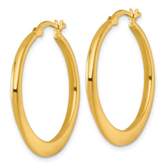 Sterling Silver Gold-tone Polished 30.0mm Tapered Round Hoop Earrings