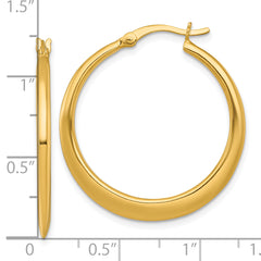 Sterling Silver Gold-tone Polished 30.0mm Tapered Round Hoop Earrings