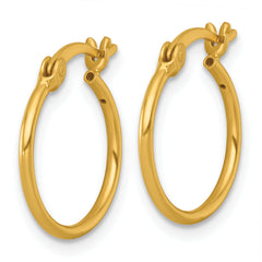 Sterling Silver Gold-tone Polished 1.25mm x 15mm Round Tube Hoop Earrings